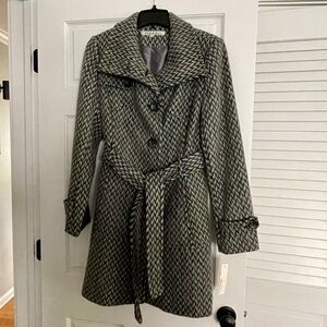 Kenneth Cole Wool Blend Herringbone Coat